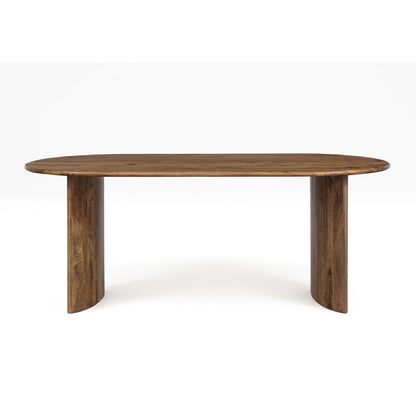 Mesa de jantar de madeira maciça de acácia cor de mel com bordas arredondadas - Elipse
