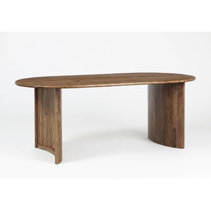 Mesa de jantar de madeira maciça de acácia cor de mel com bordas arredondadas - Elipse