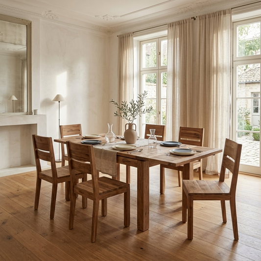 Table à manger carréé allonge 100 - Acacia Gordon