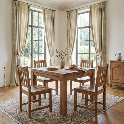 Table à manger carréé allonge 100 miel clair - Acacia Gordon