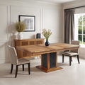 Table à manger carrée bois sculpté bicolore 130 | Acacia Maya