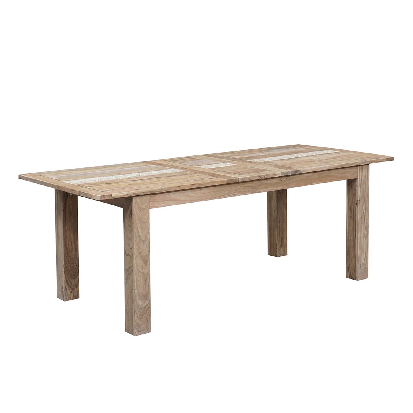 Mesa de jantar com tampo de cana de 180 cm e extensão de 40 cm | Acacia Tatoo II