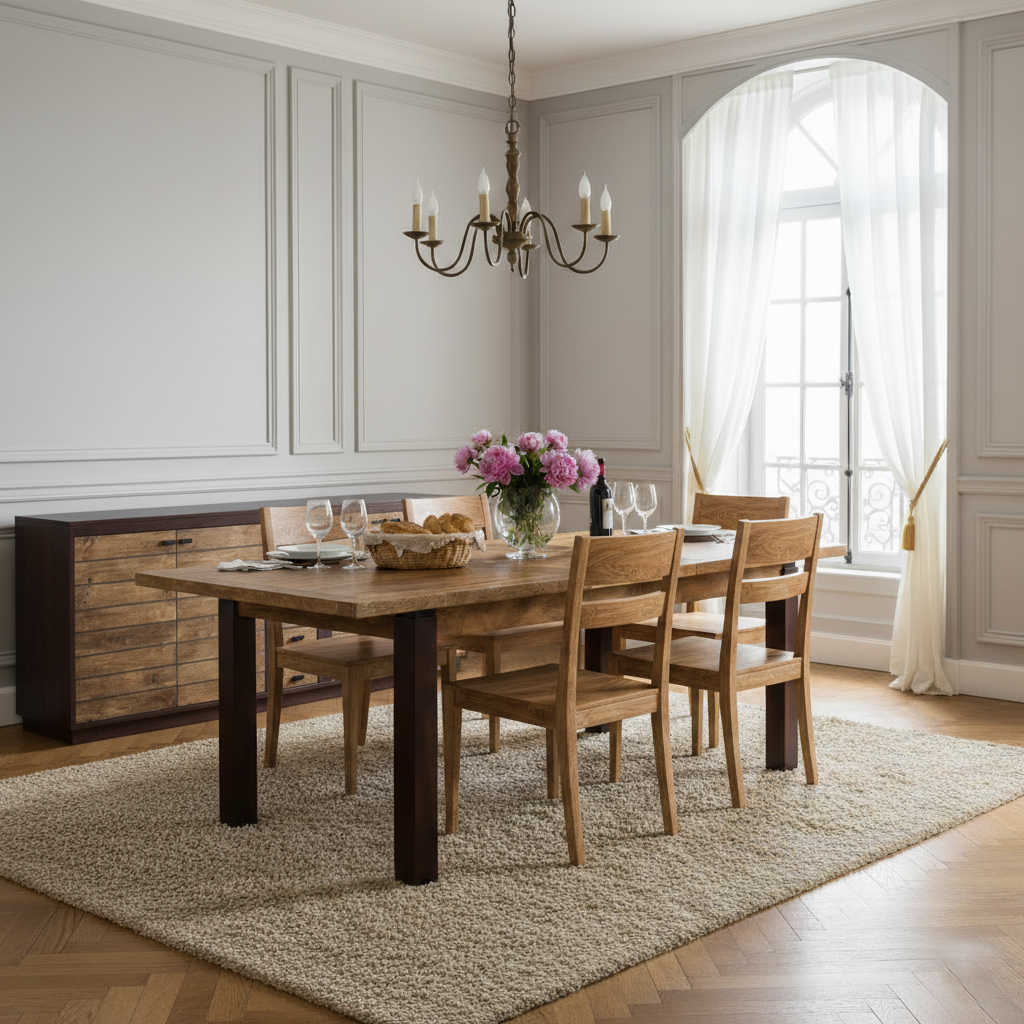 Mesa de jantar retangular 180 cm - Extensão central | Madeira de manga Herods