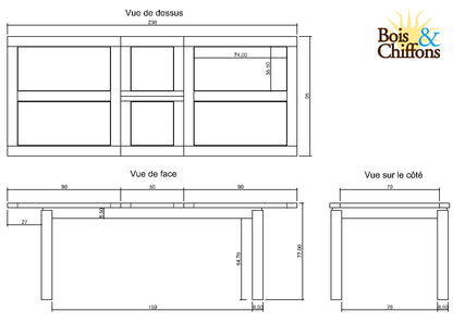 Mesa de jantar retangular 180 cm - Extensão central | Madeira de manga Herods