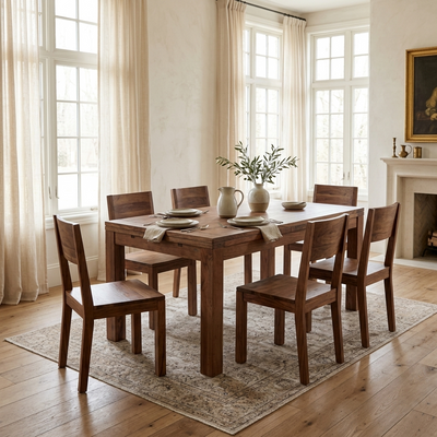 Table à manger rectangulaire allonge 130x90cm miel - Acacia Gordon