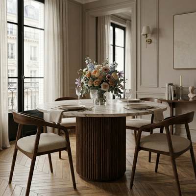Table a manger ronde plateau marbre | Manguier Kfir III