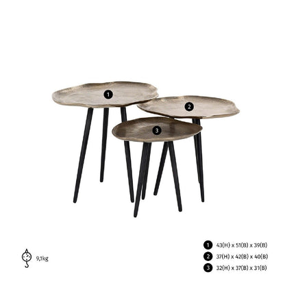 Mesa de Centro Volenta Conjunto de 3 cor champanhe dourado