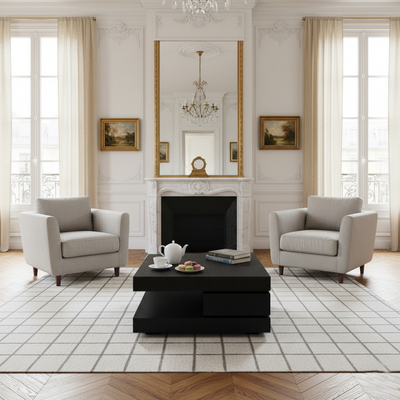 Table basse carrée noir Blok C "Chêne Oakura"