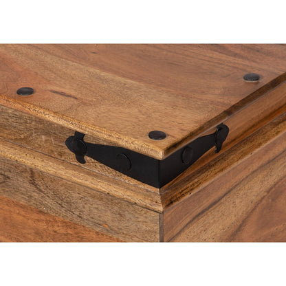 Mesa de centro cuadrada de tronco en acacia maciza