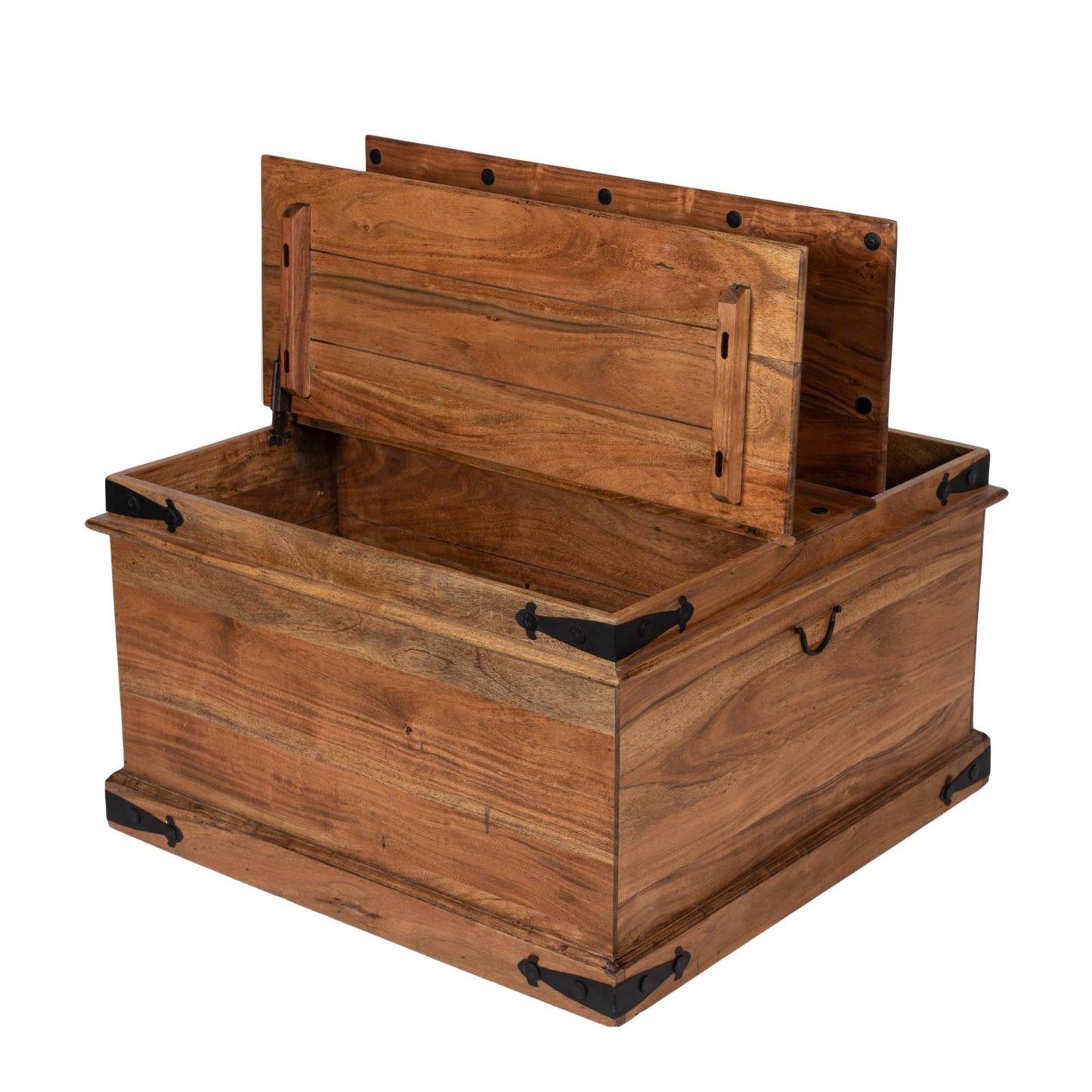 Mesa de centro cuadrada de tronco en acacia maciza