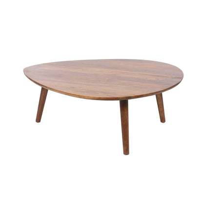 Mesa de centro elíptica de madera maciza de mango