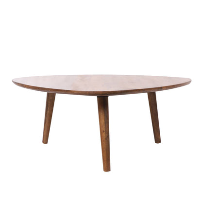 Mesa de centro elíptica de madera maciza de mango