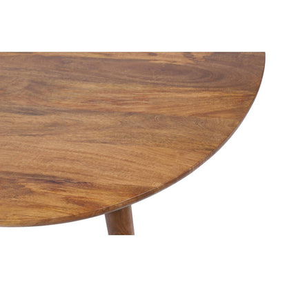 Mesa de centro elíptica de madera maciza de mango