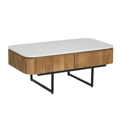 Mesa de centro com tampo de mármore branco | Kfir II Mango