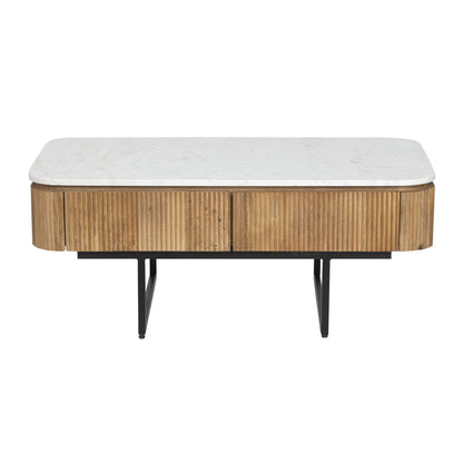 Mesa de centro com tampo de mármore branco | Kfir II Mango