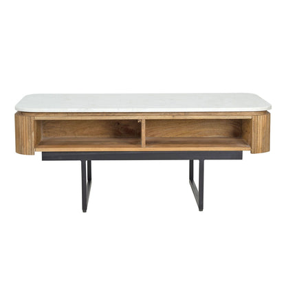Mesa de centro com tampo de mármore branco | Kfir II Mango