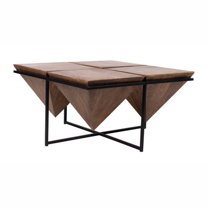 Table basse pyramide bois et métal | Manguier Sirocco