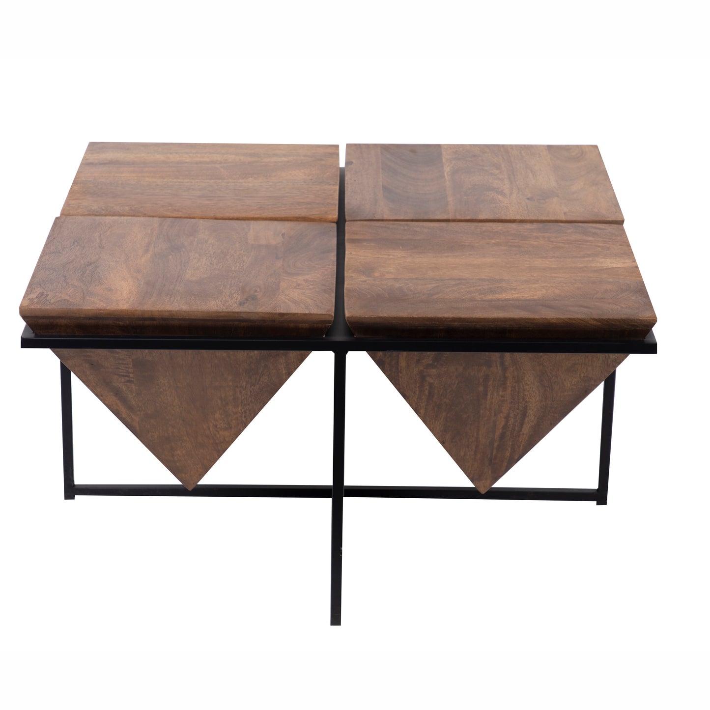 Table basse pyramide bois et métal | Manguier Sirocco