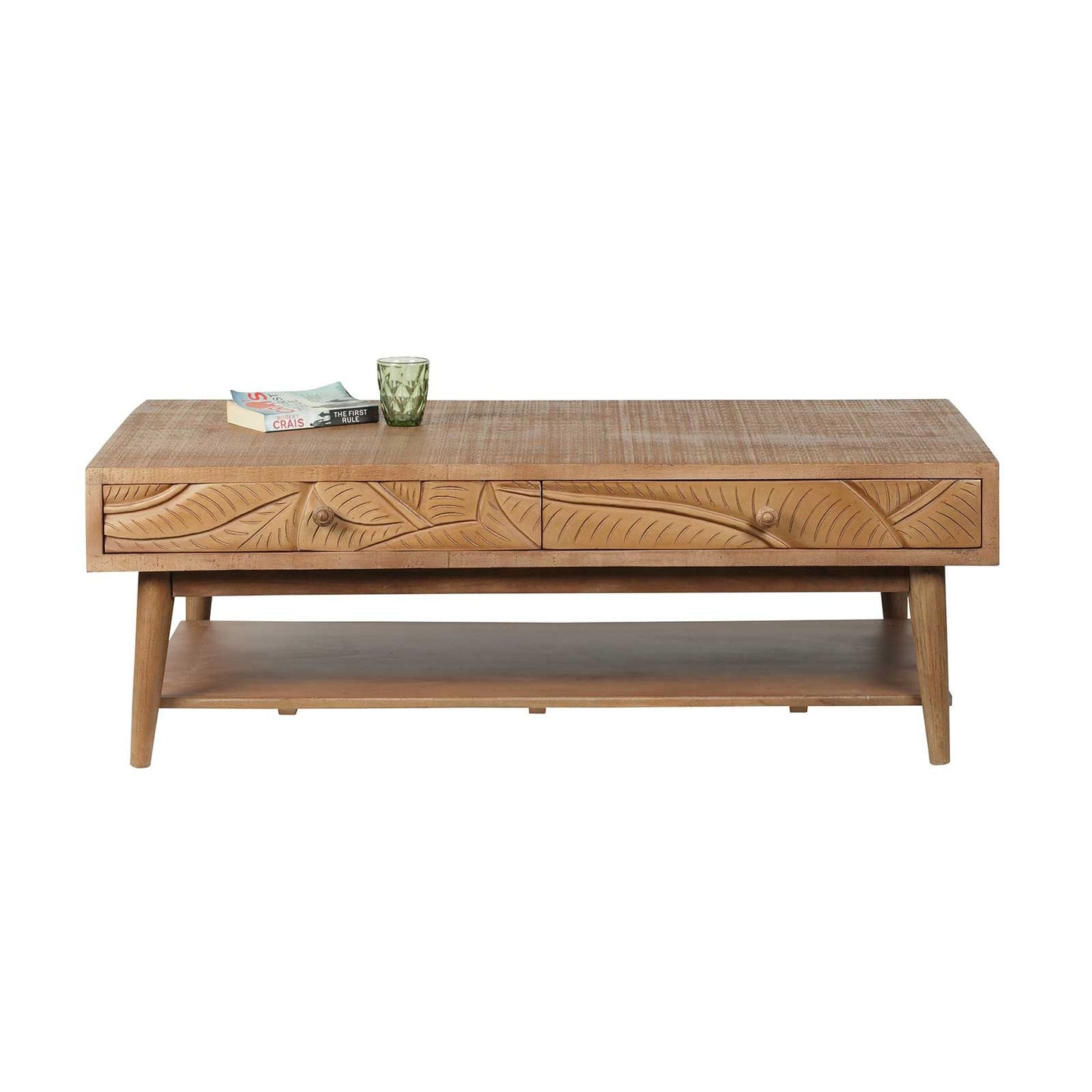 Mesa de centro rectangular con 2 cajones | Madera de mango Floria