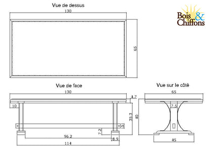 Mesa de centro rectangular | Madera de mango de Pondicherry