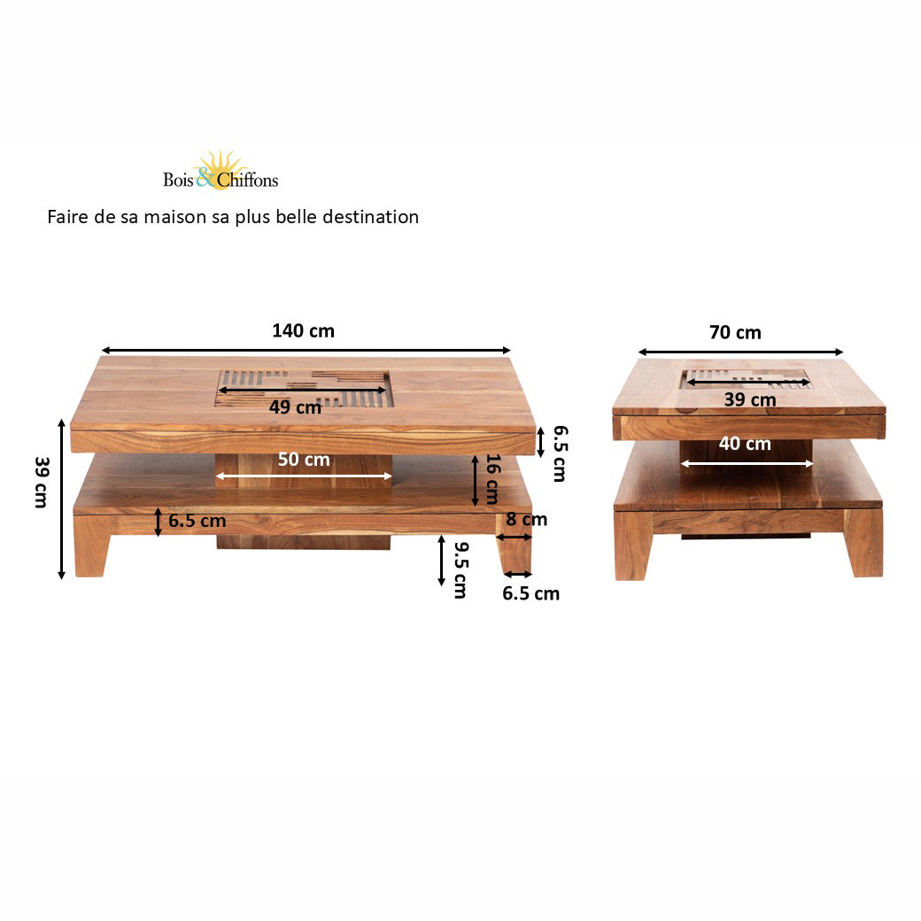 Mesa de centro retangular 140 cm | Acácia Kavish II