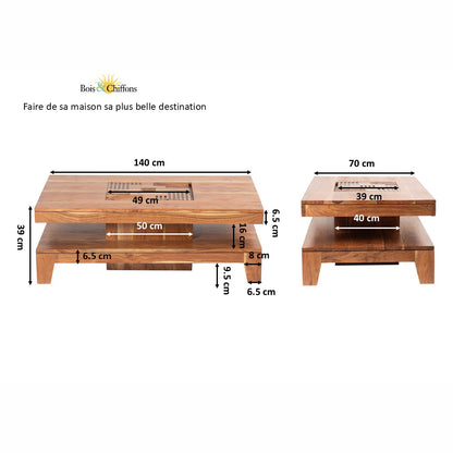 Mesa de centro retangular 140 cm | Acácia Kavish II