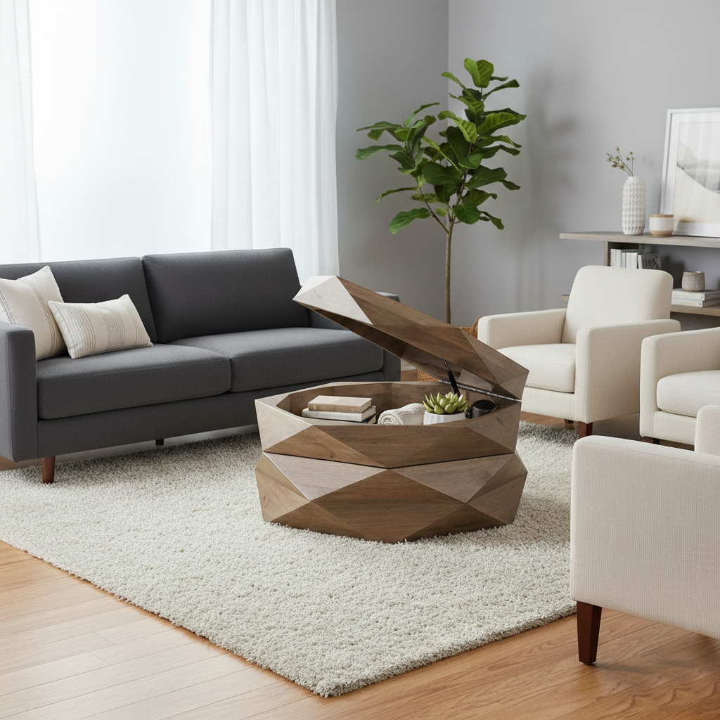 Table basse ronde avec rangement | Manguier Mercana