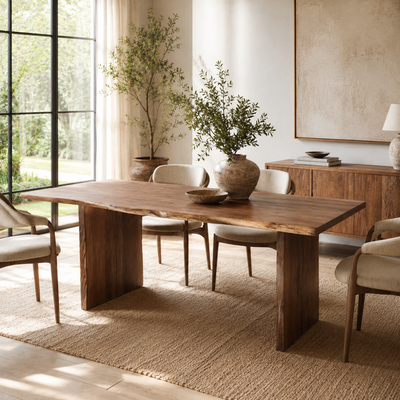 Table de repas a bord naturel | Acacia Sansur