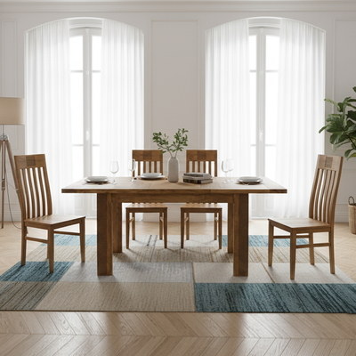 Table de repas carrée allonge bois strié | Acacia Verone