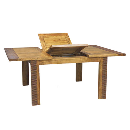 Mesa de comedor cuadrada extensible de madera acanalada | Acacia Verone