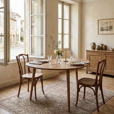 Table de repas elliptique losange en manguier massif