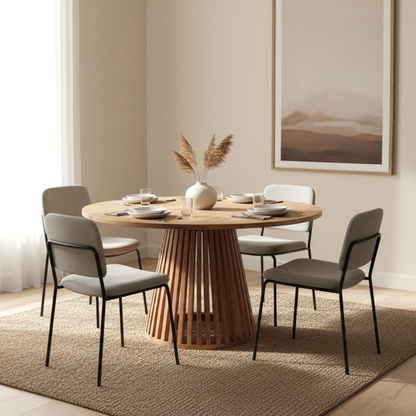 Mesa de jantar redonda de madeira maciça | Acacia Kfir