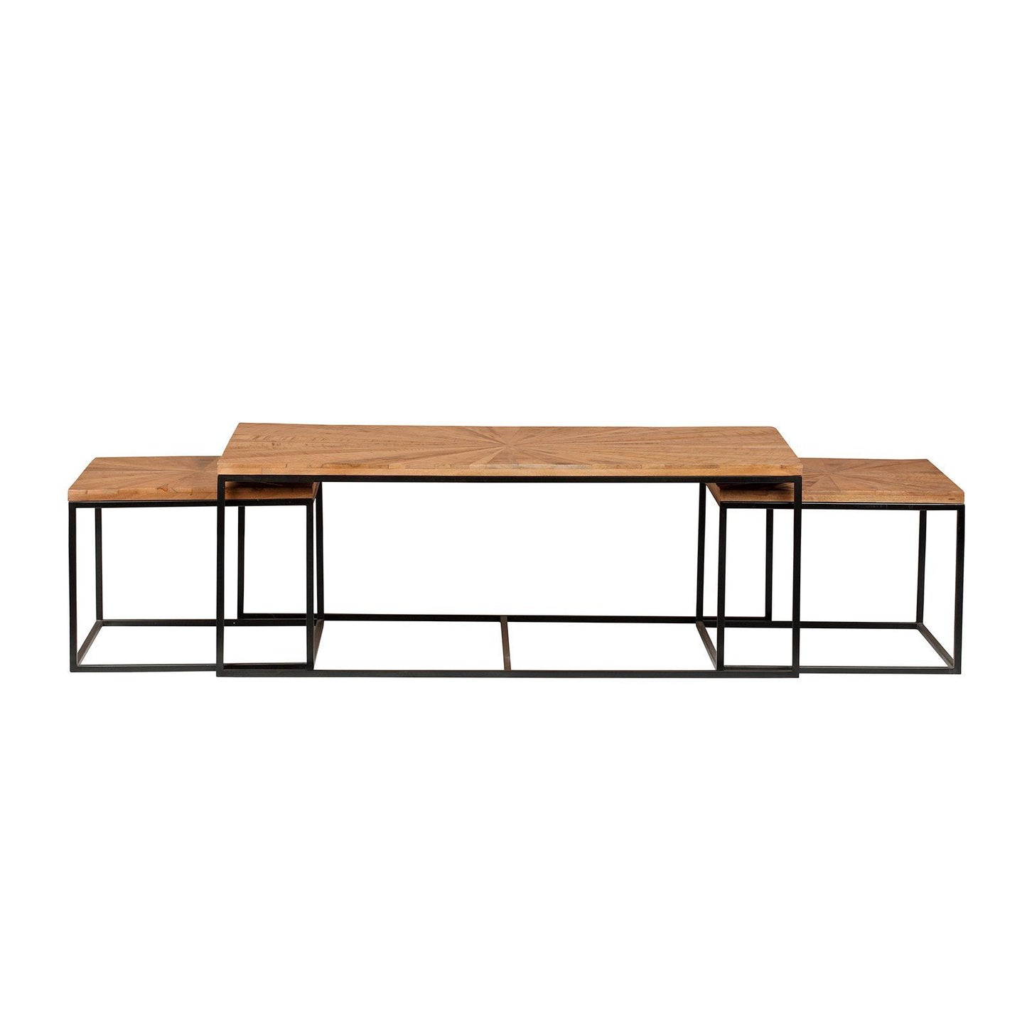 Mesas bajas rectangulares, juego de 3, madera de mango | Solaris II