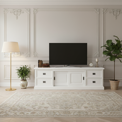 Meuble TV 2 portes 4 tiroirs | Pin Charme