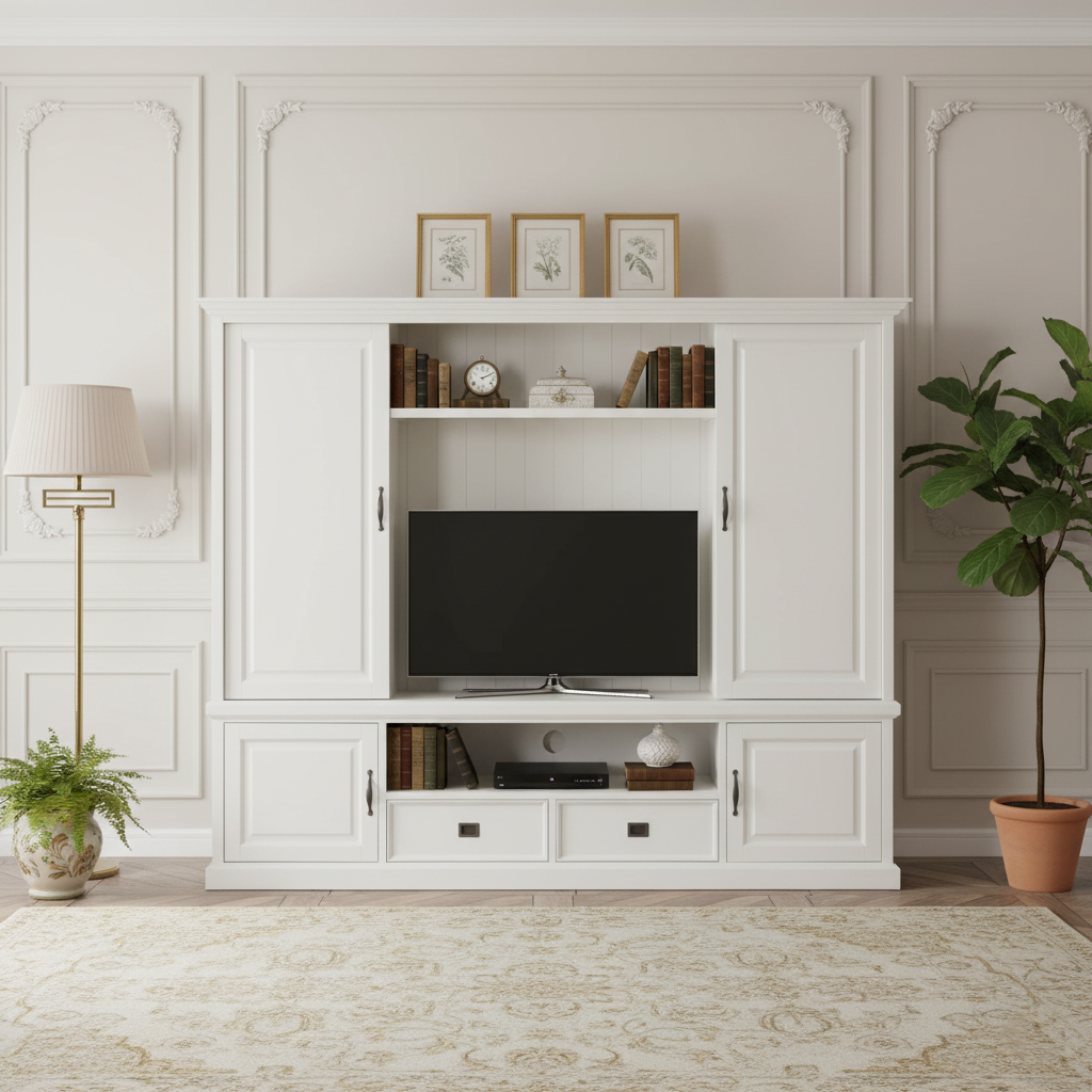 Móvel de TV 2x2 portas 2 gavetas | Pinho Hornbeam