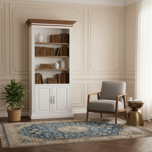 Bibliothèque 2 portes "Chêne et Pin Romance"