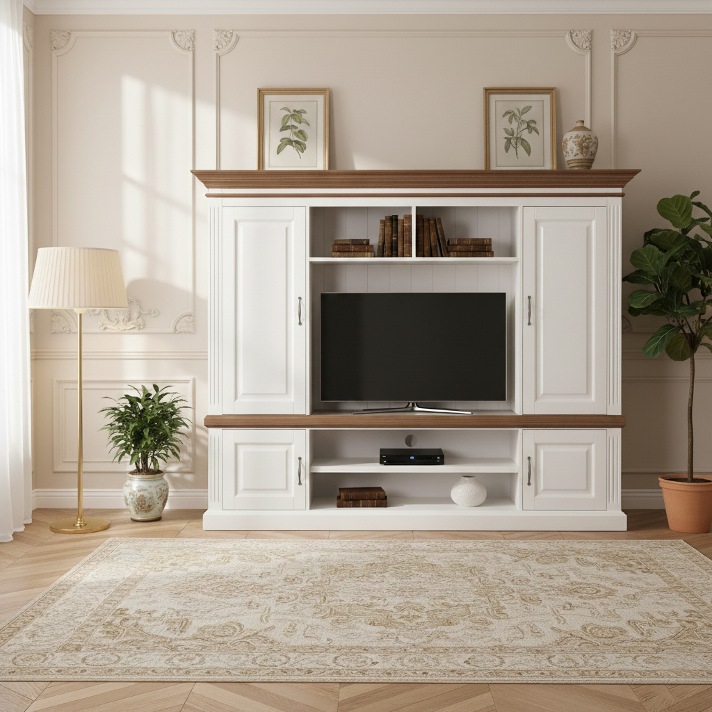 Meuble TV 2x2 portes "Chêne et Pin Romance"