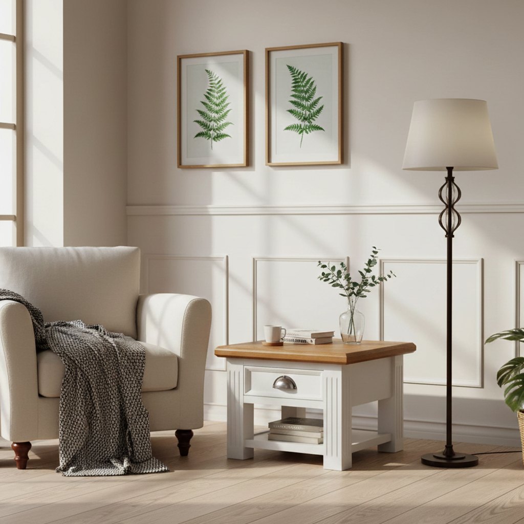 Bout de canapé 1 tiroir "Chêne et Pin Romance"