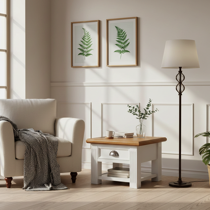 Bout de canapé 1 tiroir "Chêne et Pin Romance"