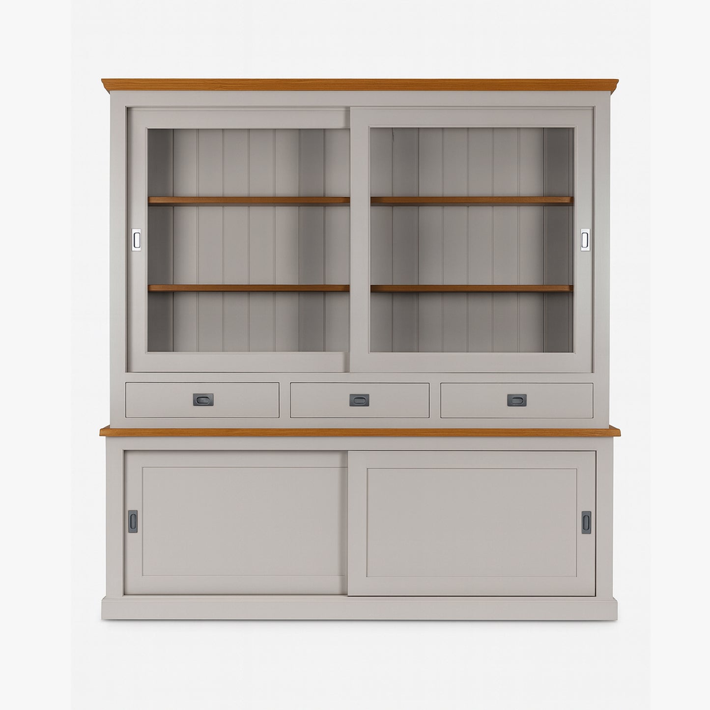 Vitrine 2x2 portes 3 tiroirs "Chêne et Pin Chic"