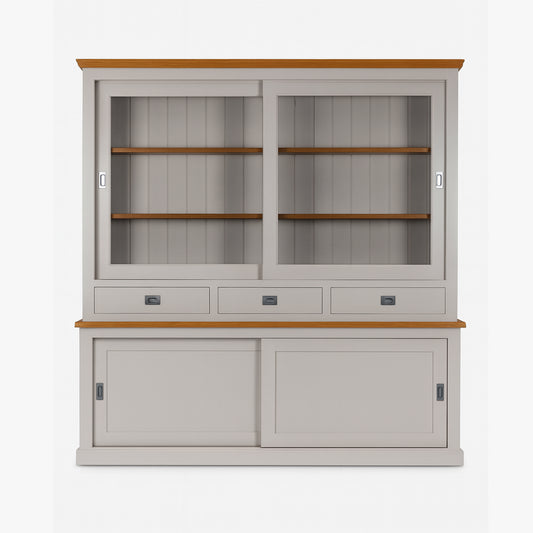 Vitrine 2x2 portes 3 tiroirs "Chêne et Pin Chic"