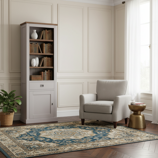 Bibliothèque 1 porte 1 tiroir - tourne à gauche "Chêne et Pin Chic"