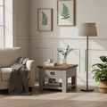 Mesa lateral "Oak and Chic Pine" com 1 gaveta