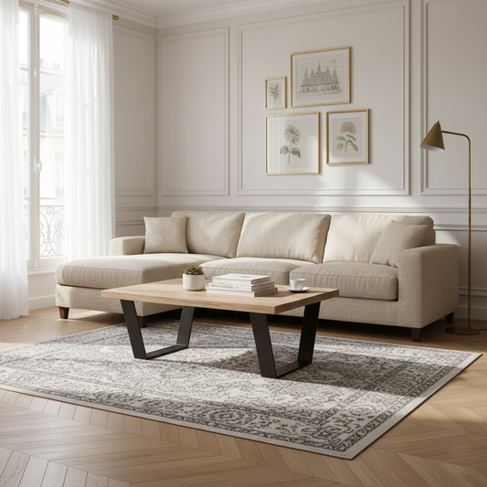 Table basse rectangulaire 120 - Pied fer "Chêne Design"