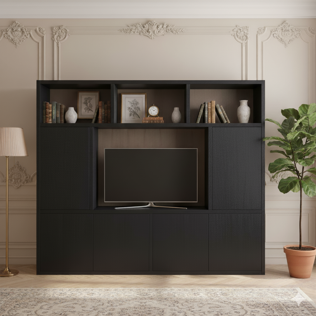 Meuble TV 5 portes "Chêne Moderne"