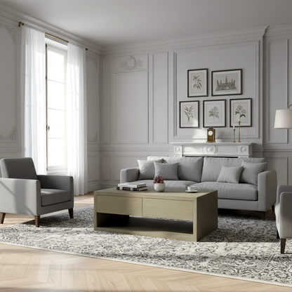 Table basse rectangulaire 2 tiroirs "Chêne Moderne"