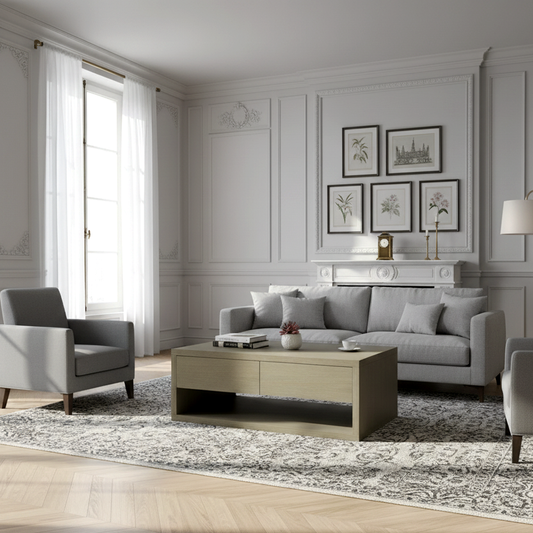 Table basse rectangulaire 2 tiroirs "Chêne Moderne"