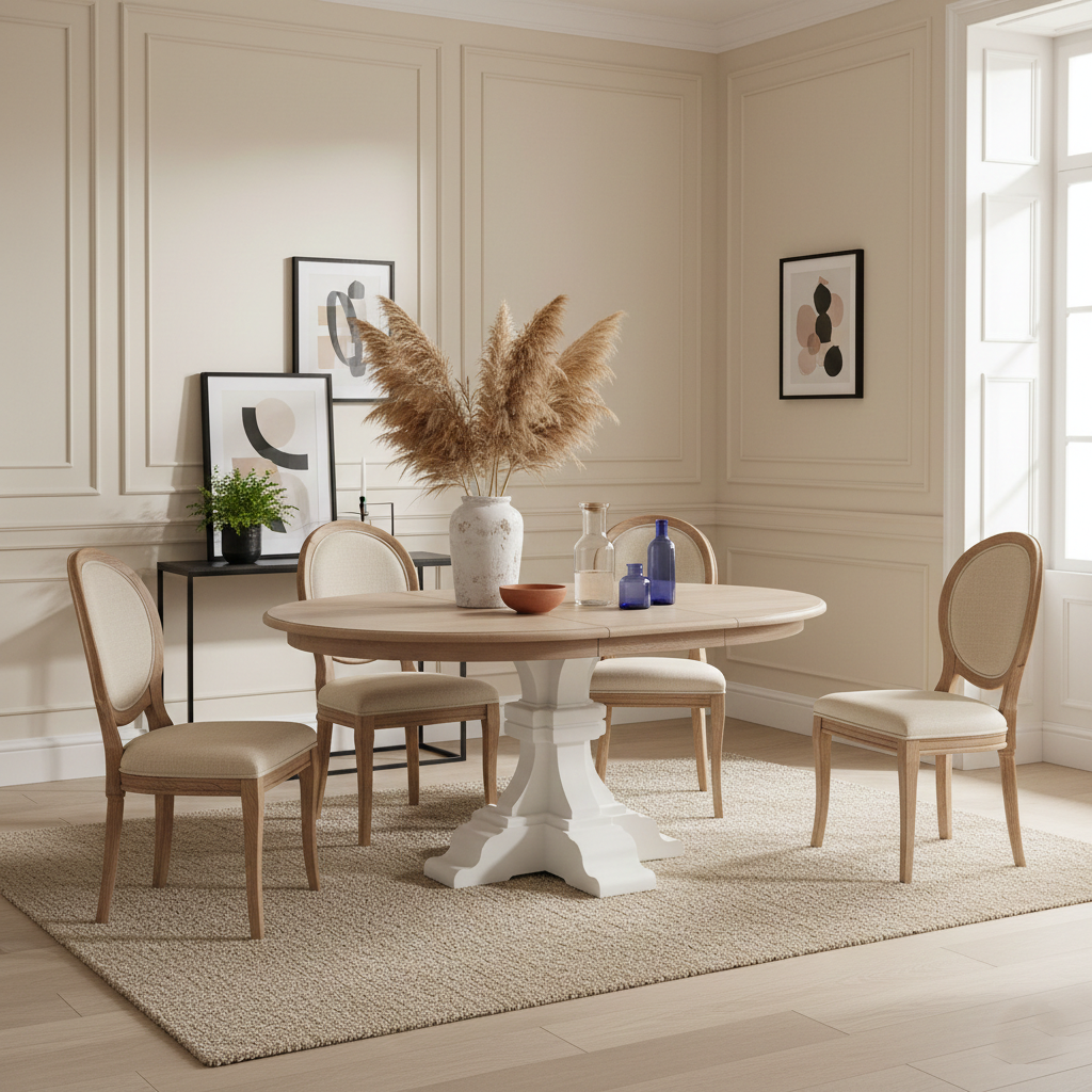 Mesa de comedor redonda con 1 extensión "Bernadette"