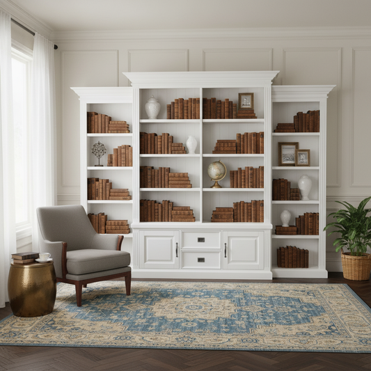 Bibliothèque 2 portes 2 tiroirs "Romance"