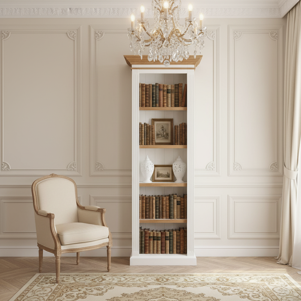 Bibliothèque avec des panneaux de bossage "Chêne et Pin Romance"